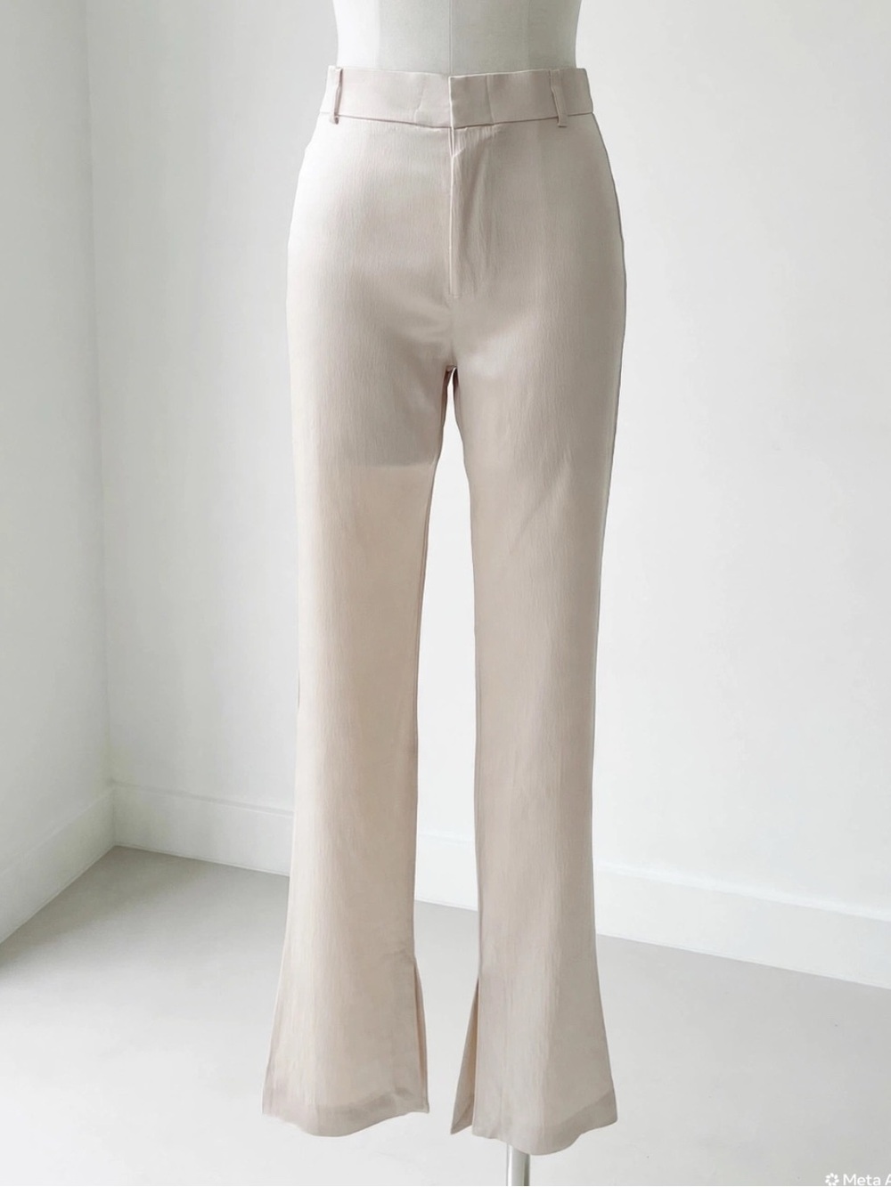 ZARA Satin Form Fitting Pants Boot Cut with Slit for Slight Flare Size M